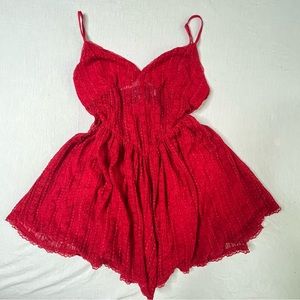 Red Lace Romper lingerie Urban Outfitters small